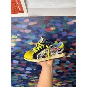 Christian Audigier Tattoo crown Leather Sneakers Lime Green Y2K women's 7